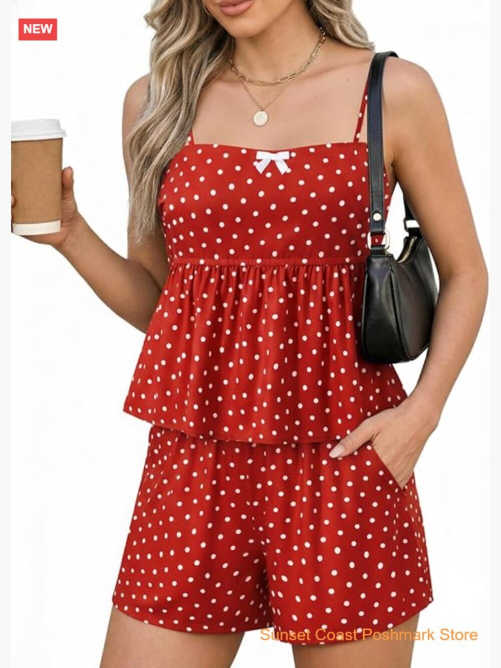 Sleeveless Top and Shorts 2 Piece Matching Set with Pockets Summer Casual